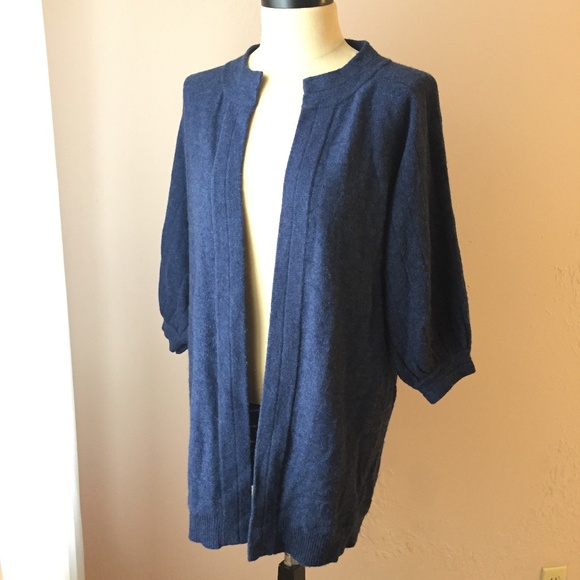 Vera Wang Lavender Slate Blue Ribbed Cardigan S/P - Picture 3 of 8
